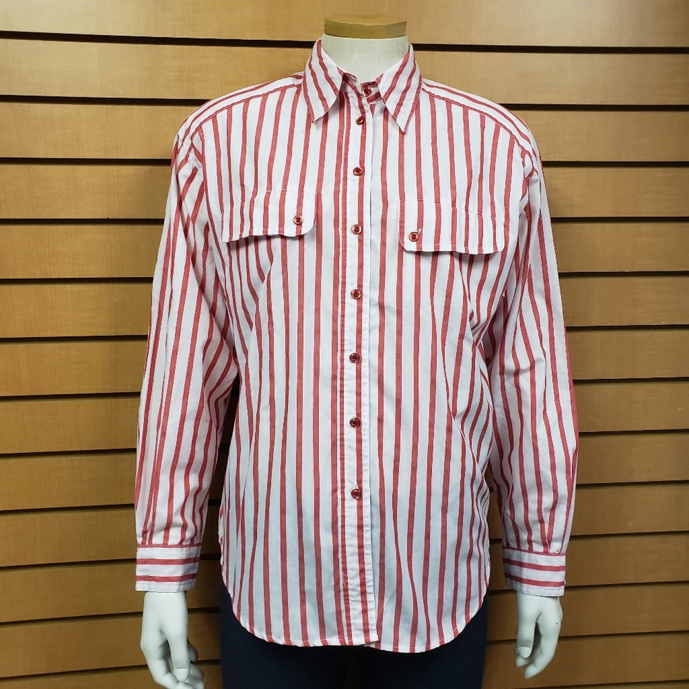 DVF Stripe Button Down Shirt Size Small